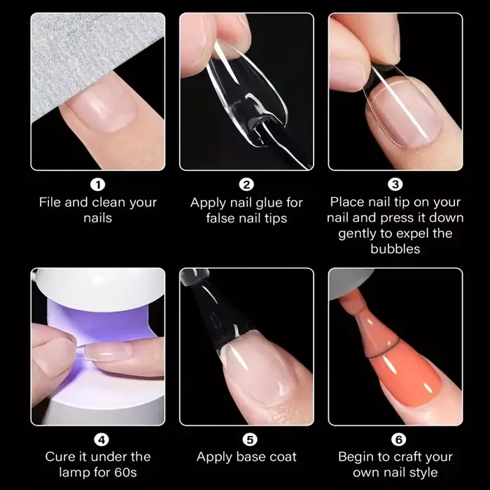 Ensemble d'autocollants pour ongles transparents de 120 pièces