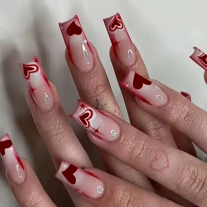 24 pièces doux amour presse sur ongles cadeau de saint valentin pour les filles portable faux