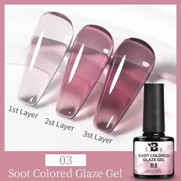 BOZLIN 7.5ml Gelée Nude Rouge Lacté Couleur Sang Gel Français Transparent Manucure Semi-Permanente S