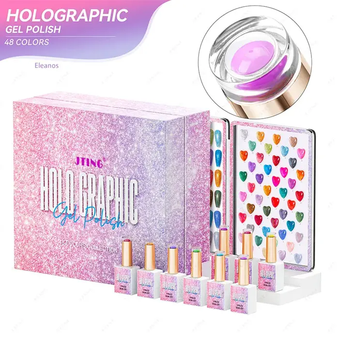 Eleanos nouveau 48 pièces paillettes Laser Gel vernis à ongles ensemble avec livre de couleur