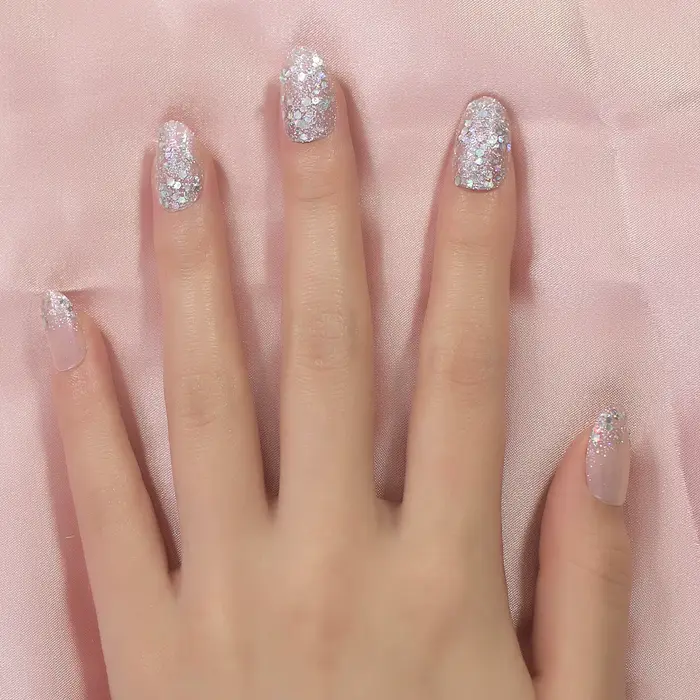 Faux ongles holographiques de forme narpour femme