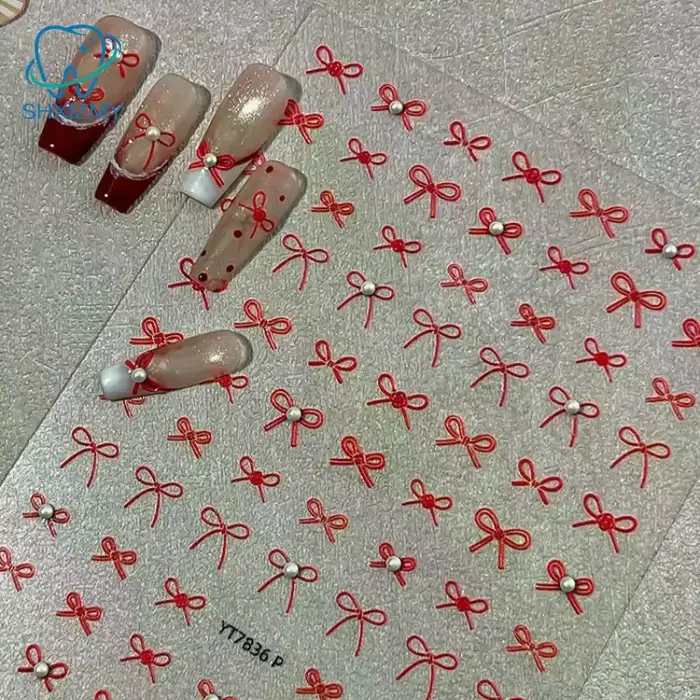 Autocollants pour ongles exquis en forme de mini-nœuds