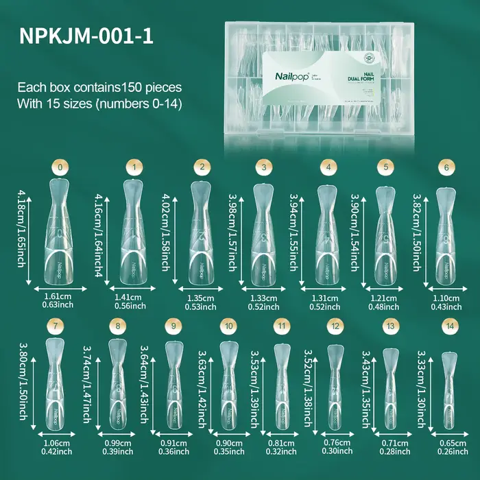 Nailpop F1 Moules à ongles doubles professionnels pour extension, pour créer des ongles à espace cre