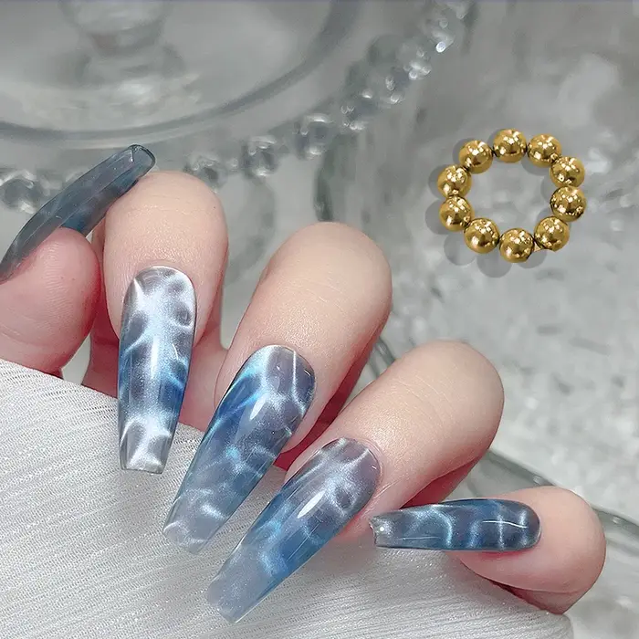 10/20 pièces or argent rond Nail Art ensemble de perles magnétiques multi-fonctionnel coloré aimant bâton pour vague