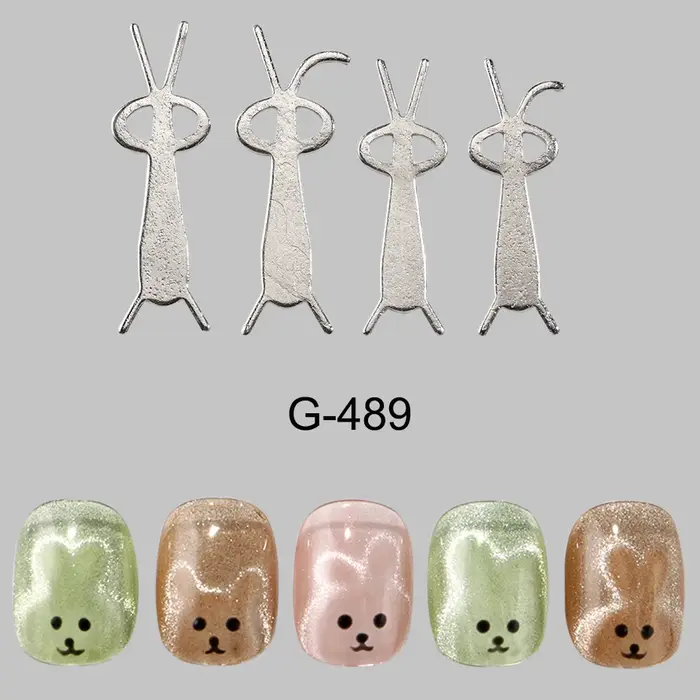 4 pièces Kawaii lapin ours forme oeil de chat aimant pour ongles oreille pliée