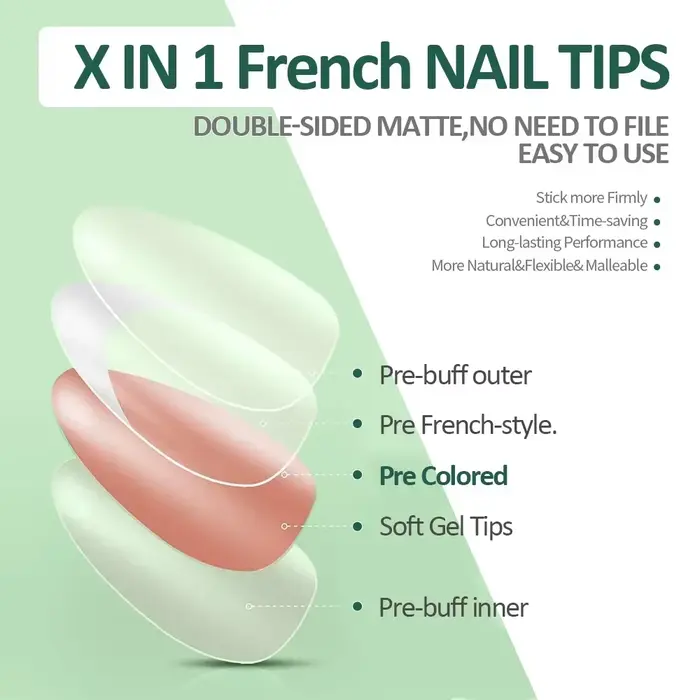 Nailpop 3 en 1 ongles à pointe française pré-colorés presse rapide et facile