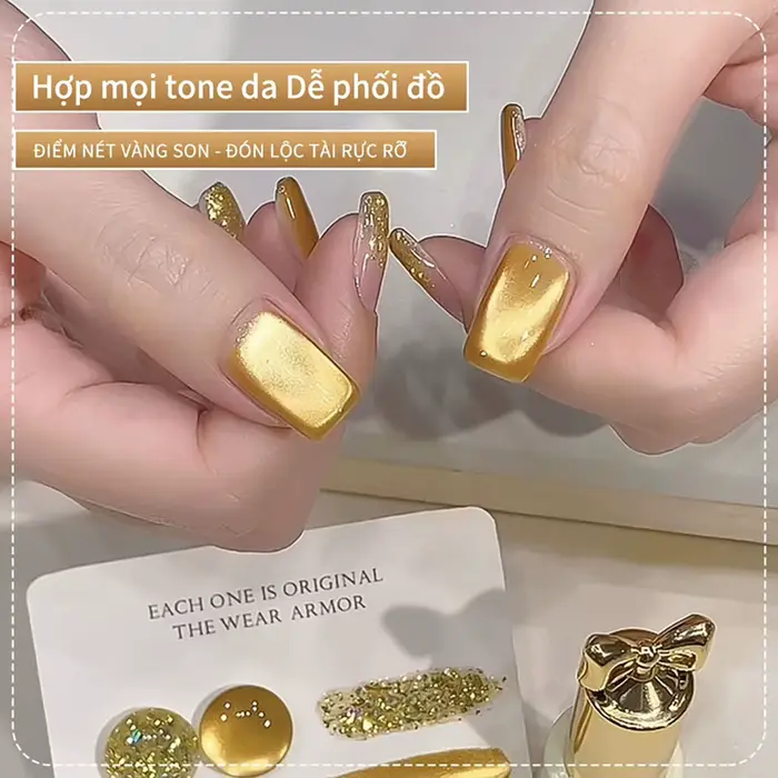 MIANEL 2026 Nouveau Vernis à Ongles Gel Effet Œil de Chat Doré Osmanthus Miel avec Perles de Verre