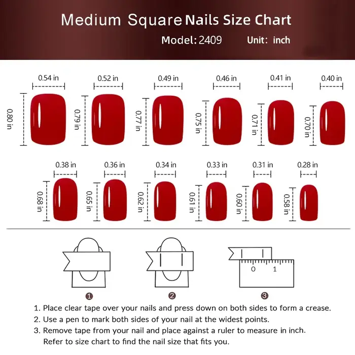 24 pièces brillant moyen carré presse sur ongles rose Style français faux