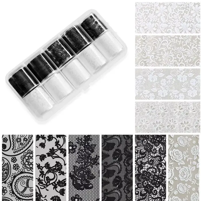 Autocollants pour ongles en dentelle noire
