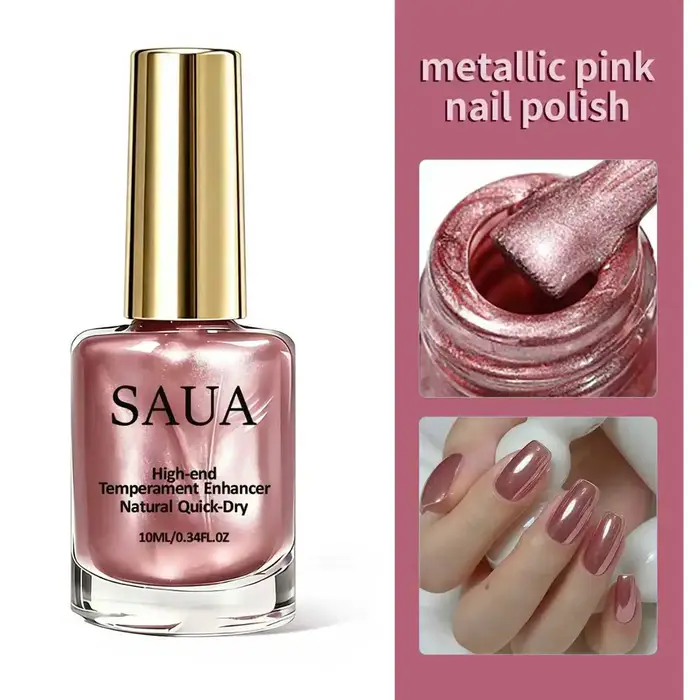 Vernis à ongles métallique or rose, séchage rapide, sans cuisson, amélioration durable de la beauté,