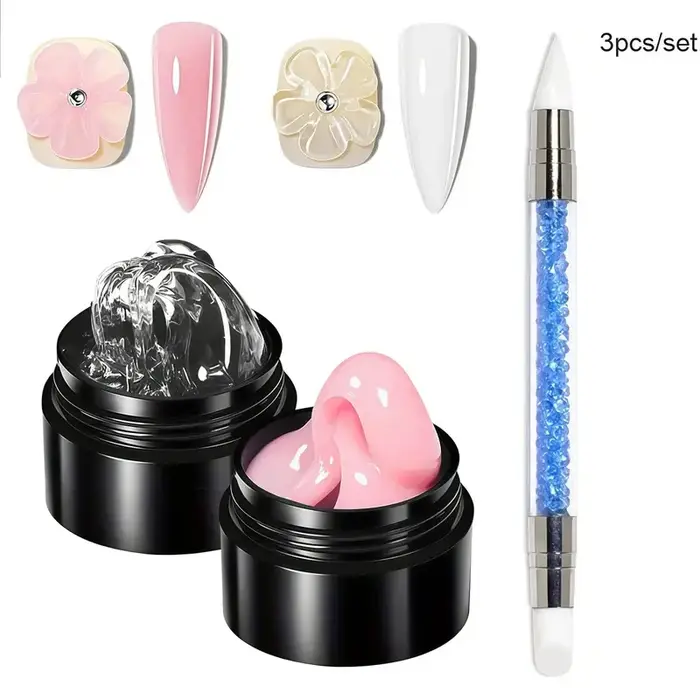 5G cristal doux solide Extension ongles Gel clair NudePink Aerylie sculpture fleur gelée façonnage DlY modèle manucure