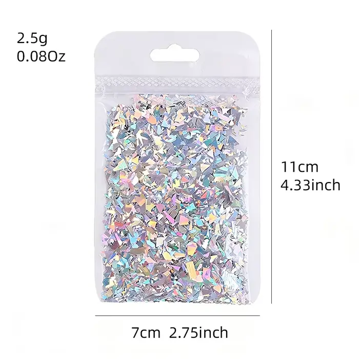 Paillettes holographiques argentées irrégulières pour ongles