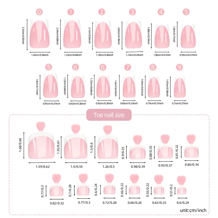 48/144 pièces Faux ongles à presser French Manucure et Pédicure