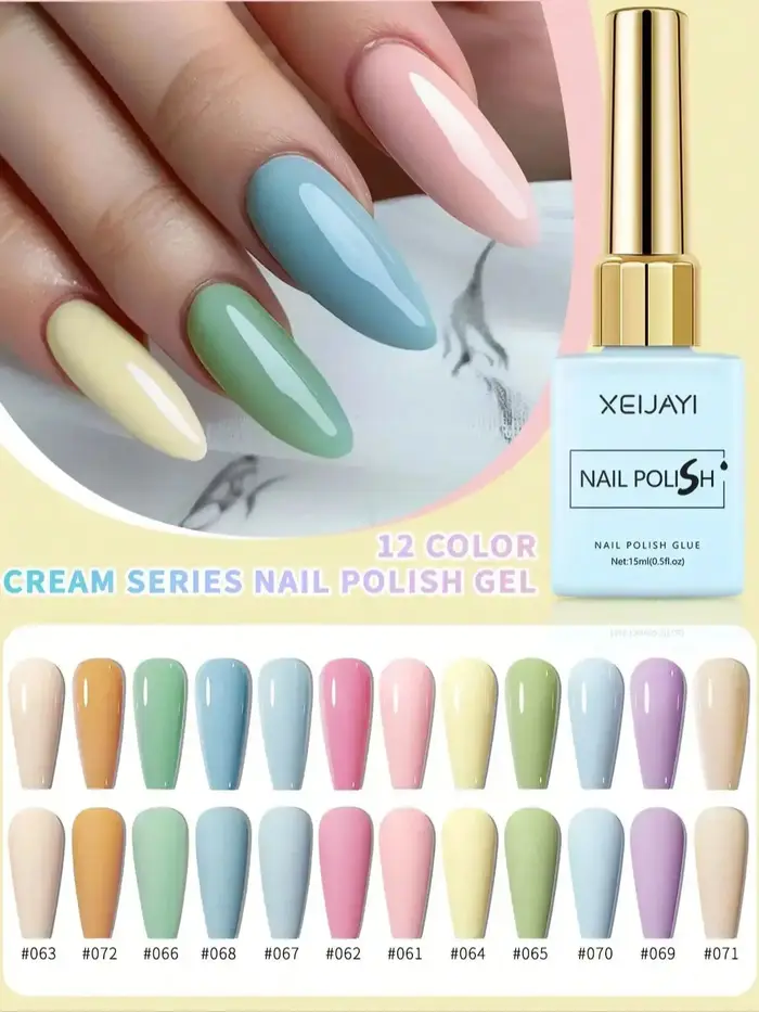Ensemble de vernis gel couleur Macaron 2025 – 12 nuances tendance