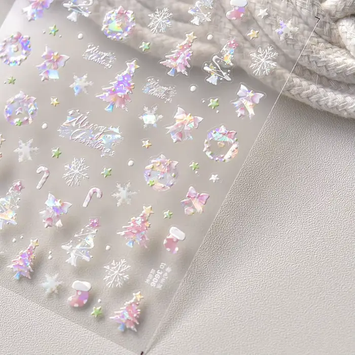 Autocollant pour ongles de noël, Style foncé d'hiver, paillettes métalliques, autocollants pour Nail