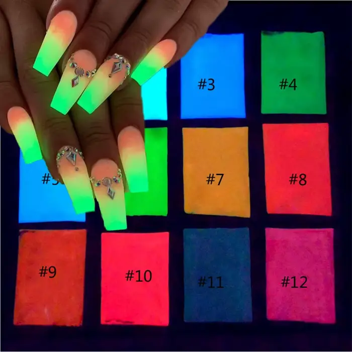 Poudre à ongles au phosphore lumineux