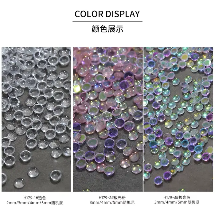 100 pièces paillettes aurore rose clair Flatback sirène perle Semi-boule bulle Nail Art strass bijou