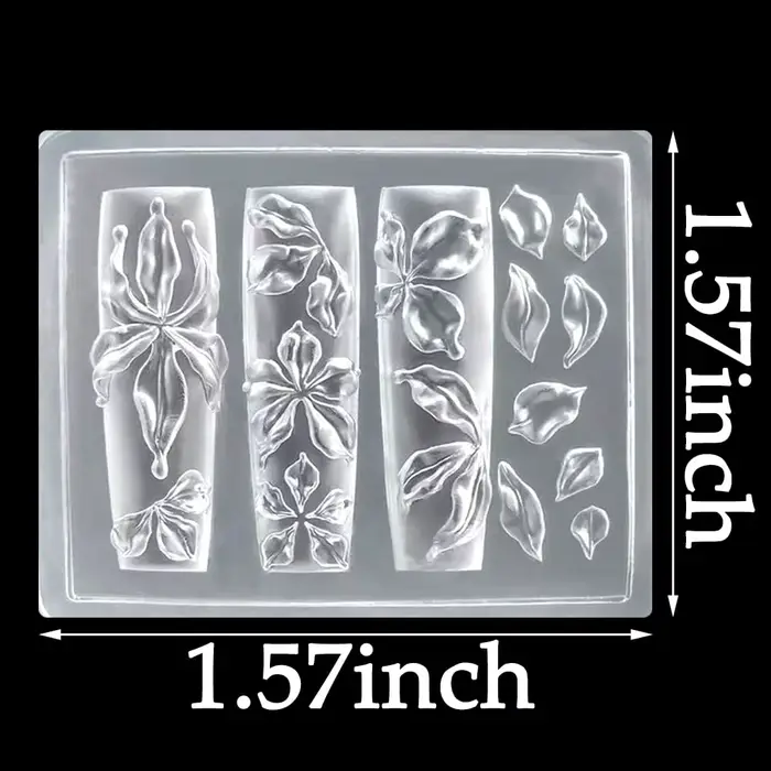 Moule à ongles en Silicone fleur de lys glacée, Gel 3D, motifs de breloques florales, moules réutili
