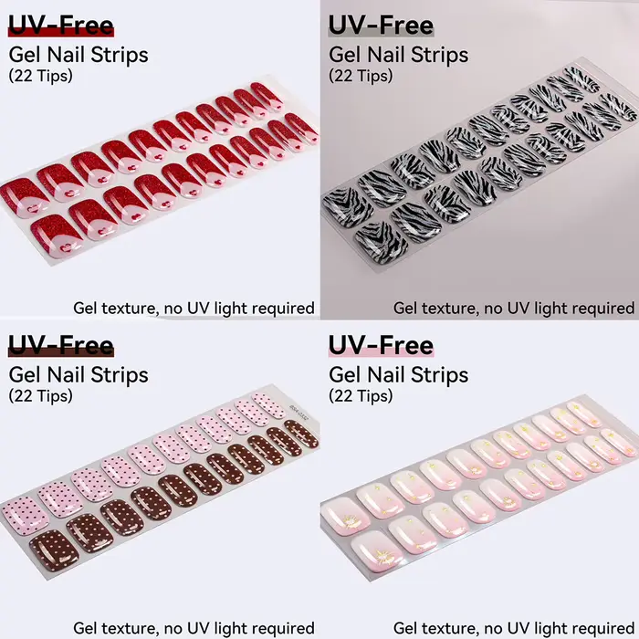 Bandes de vernis à ongles en gel sans UV - 22 embouts - Autocollants