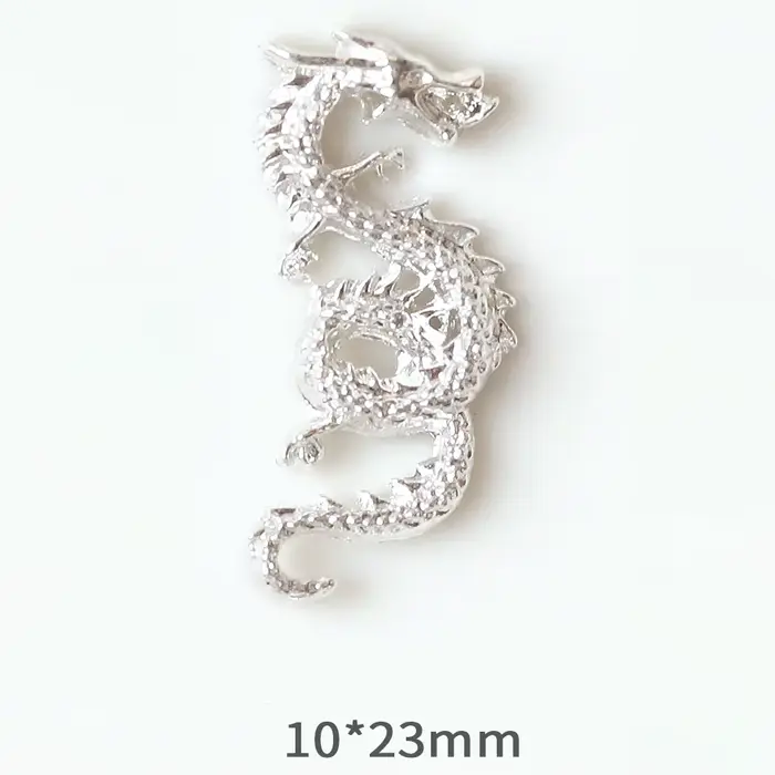 Breloques en alliage 3D pour Nail Art, 10 pièces, décorations de luxe, Dragon du zodiaque chinois Pu
