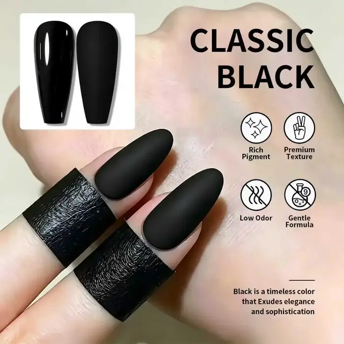 Gel à ongles noir pur spécialement formulé, 15 ml – Vernis gel UV semi-permanent à retirer par trempage – Longue tenue, haute brillance