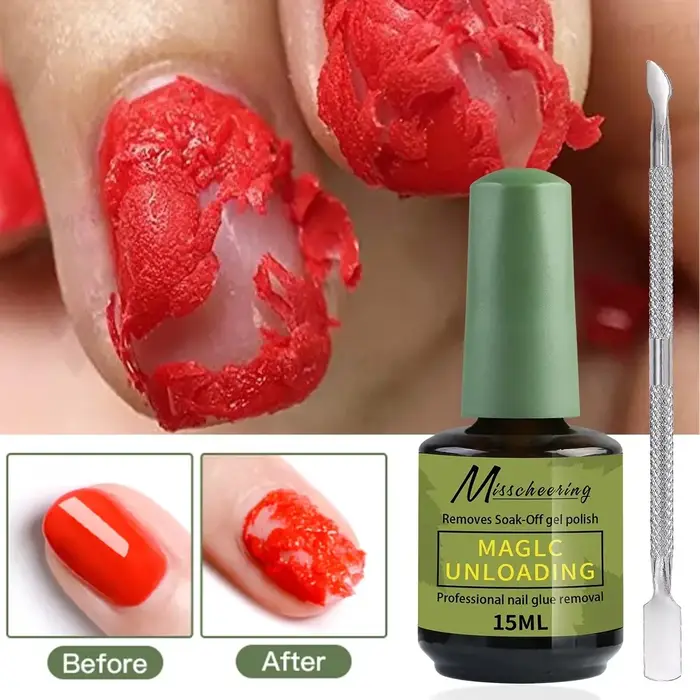Ensemble de 1/2 pièces de dissolvant magique pour ongles avec outil de retrait