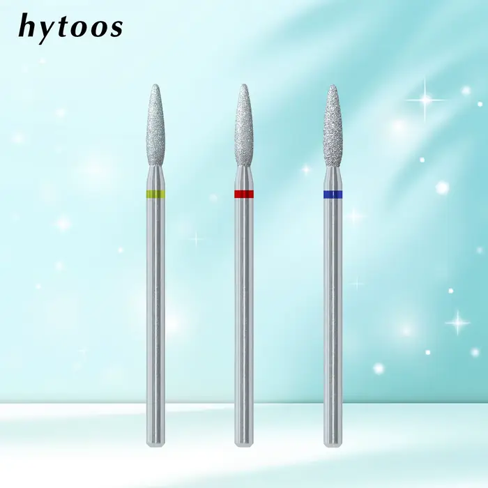 HYTOOS Chrome diamant forets à ongles embout émoussé Pro russe foret à cuticules pour perceuses peau