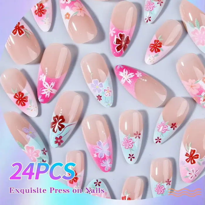 24 pièces par ensemble. Fleurs en forme d'amande