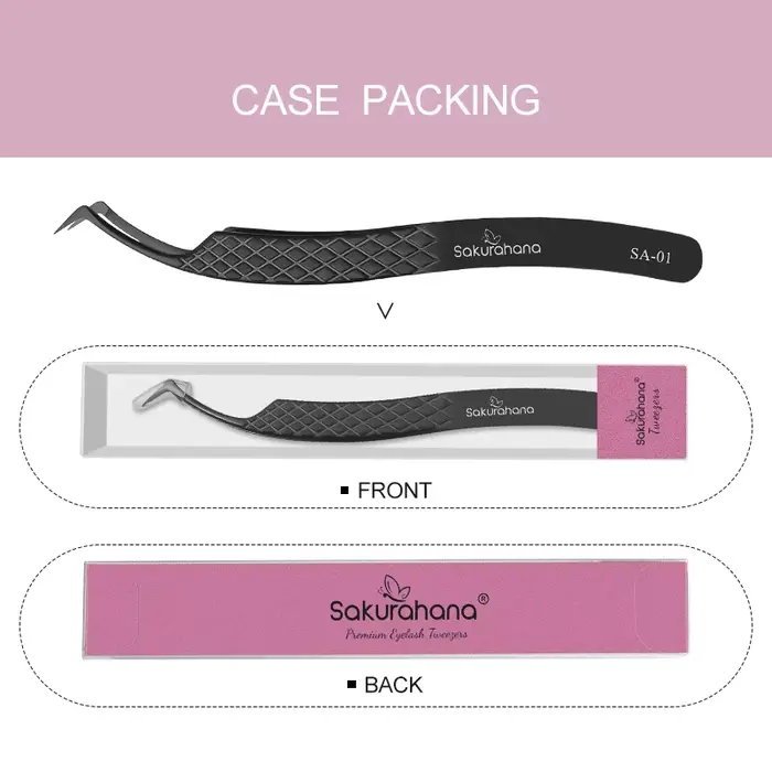 SAKURAHANA pince à cils professionnelle pointe en Fiber noire pour Extensions de cils méga Volume ou
