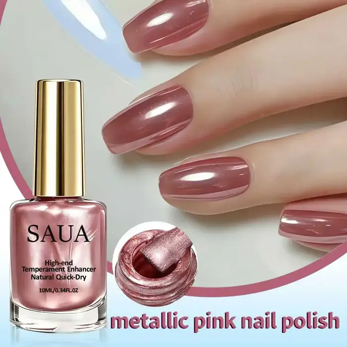 Vernis à ongles métallique or rose, séchage rapide, sans cuisson, amélioration durable de la beauté, pas besoin de lampe UV