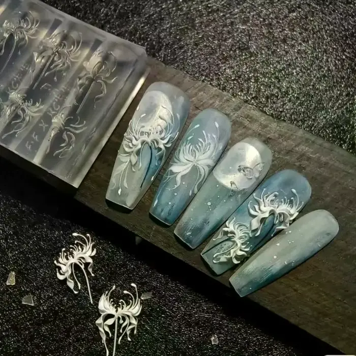 Moule en silicone 3D pour ongles, motif fleur de Lycoris Radiata, transparent, pour manucure, sculpt