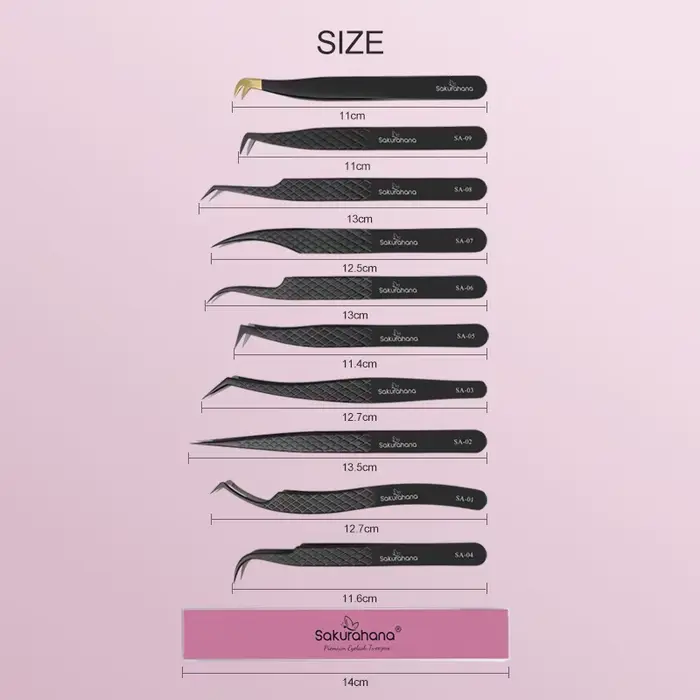 SAKURAHANA pince à cils professionnelle pointe en Fiber noire pour Extensions de cils méga Volume ou