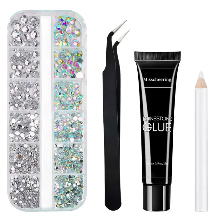 Strass pour nail art avec gel adhésif, breloques plates pour ongles, accessoires de luxe pour ongles