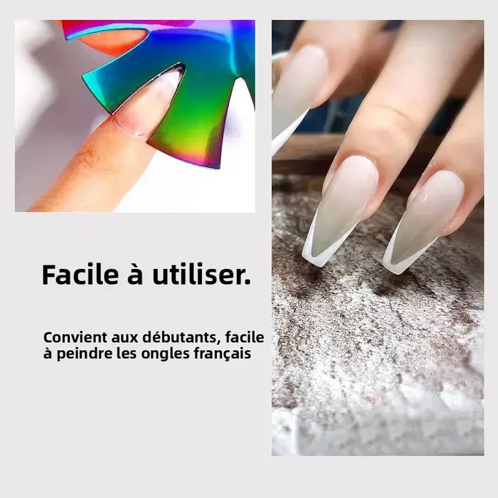 Pochoir de modelage pour manucure française avec découpeur de bordure en V