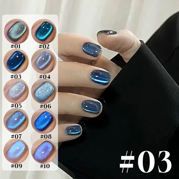 MIANEL 12ML 2026 Nouveau Vernis à Ongles Gel Magnétique Effet Œil de Chat Perles de Verre Bleues