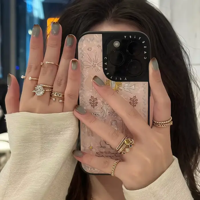 10 pièces ongles faits à la main élégant minimaliste doux et audacieux marron-bleu Ombre oeil de chat