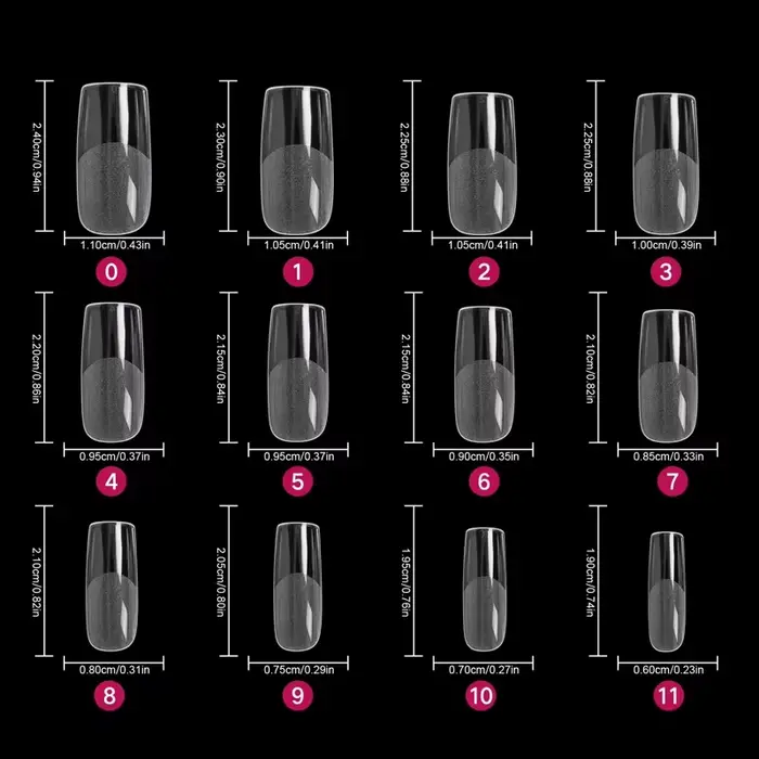 600 pointes d'ongles carrées artificielles couverture complète pointes d'ongles en Gel Transparent d