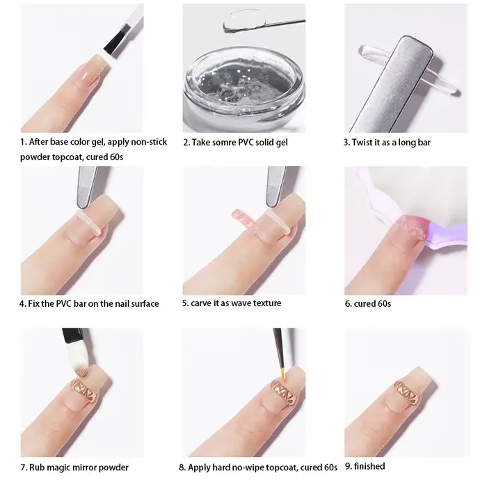 Gel UV blanc clair pour ongles, MSI souple 3D, PVC solide carapulé, manucure, marijuana faisant sail