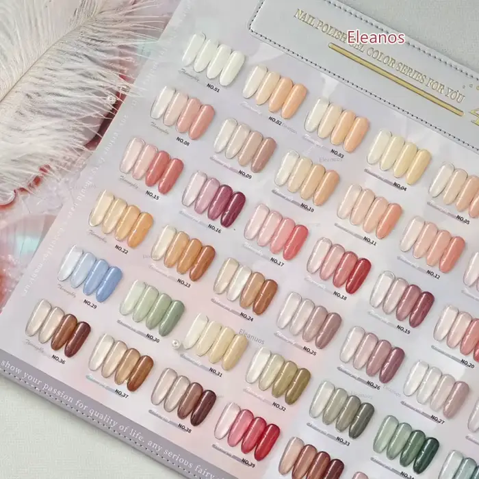 Eleanos 42 pièces * 15ml gelée nue Gel vernis à ongles avec carte de couleur Semi Transparent Nail Art fournitures