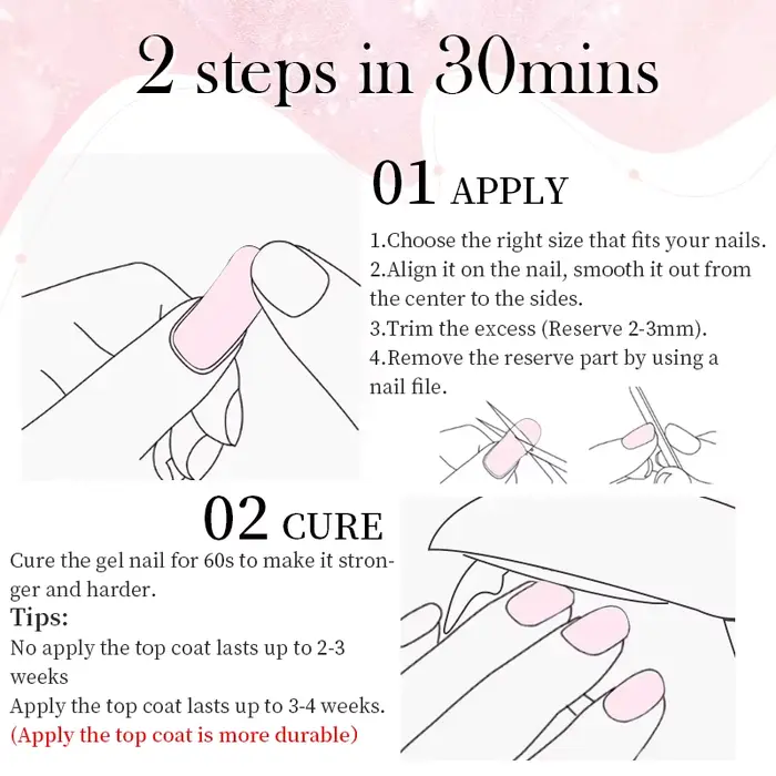 Harunouta 4 pièces/ensemble bandes d'ongles en Gel semi-durci avec sèche-ongles lime à ongles bâton en bois opale laiteuse brillant LED enveloppes durcies