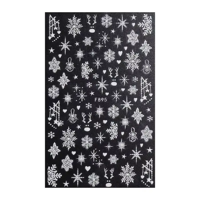 Autocollants de décoration pour les ongles, motifs flocon de neige, noël, nouvel an, hiver