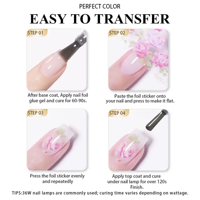 PERPECT COLOR Gel Adhésif pour Feuilles de Transfert d'Art Ongulaire 8ML
