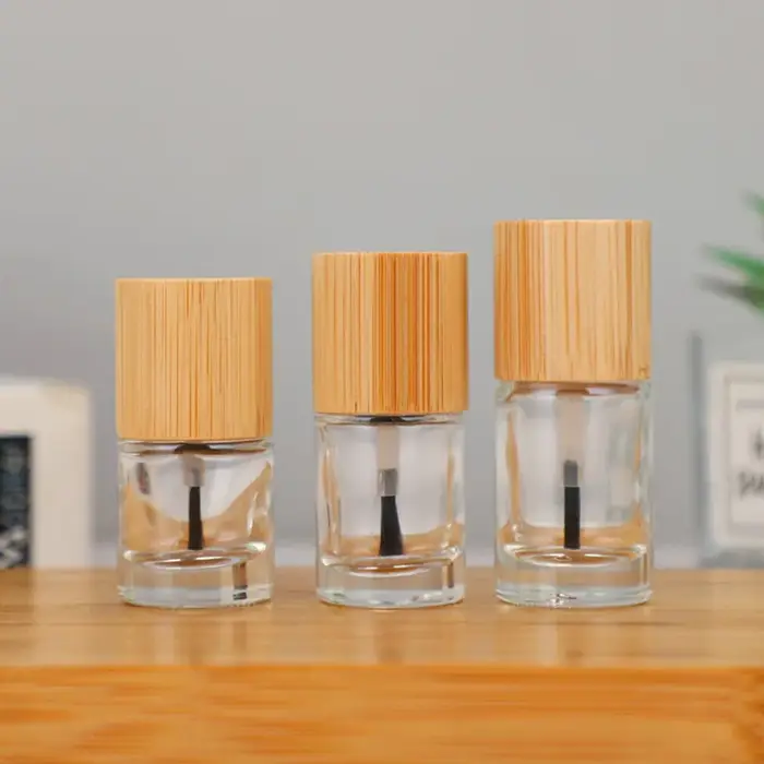 10/30 pièces, flacons de vernis à ongles cosmétiques de 5 ml, 8 ml, 10 ml, 15 ml, emballage de flacons ronds, flacons en verre vides pour gel à ongles avec pinceau, bouchon en bambou
