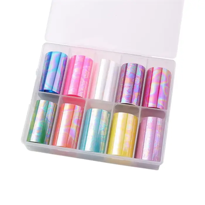 10PCS Aurora Nail Foil holographique