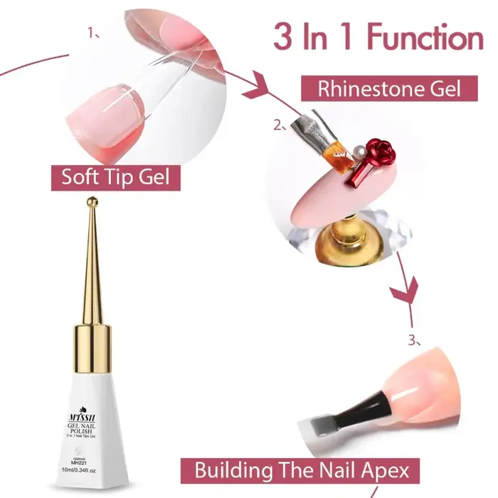 MTSSII 10ml Gel 3-en-1 pour extensions d'ongles