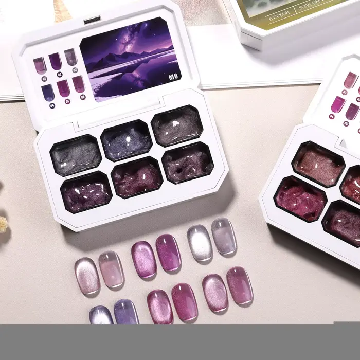 Gel magnétique pour ongles effet œil de chat 2g x 6 couleurs
