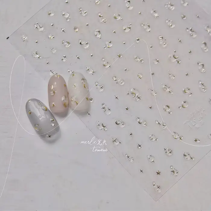 Autocollants décoratifs pour ongles, adhésifs ronds en MSI or et argent, cristal glacé, étoile, amou