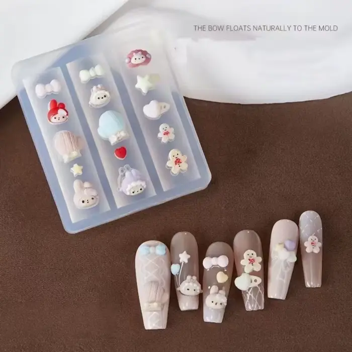 1pc ma mélodie dessin animé animaux 3D acrylique moule marguerite Nail Art décorations ongles bricolage conception