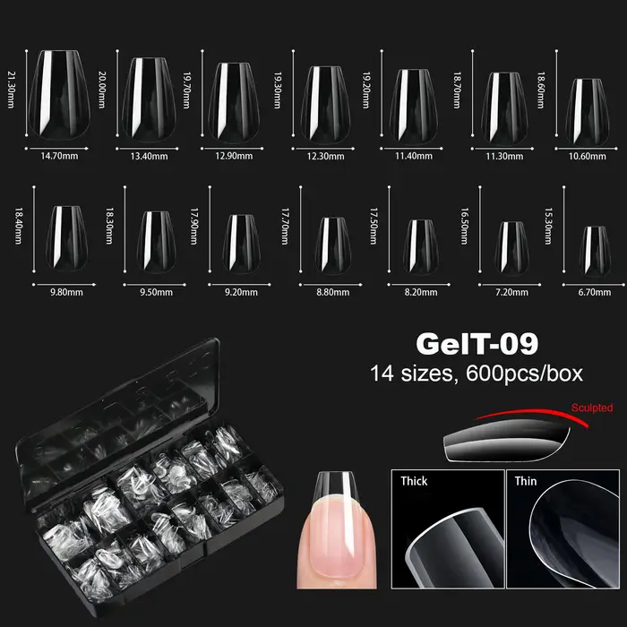 Ongles en gel souple courbés