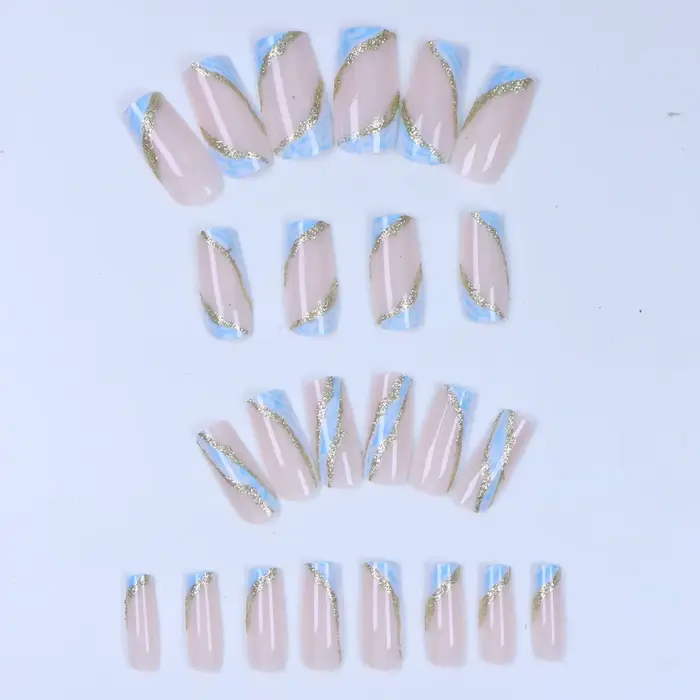 Faux ongles en marbre carré moyen